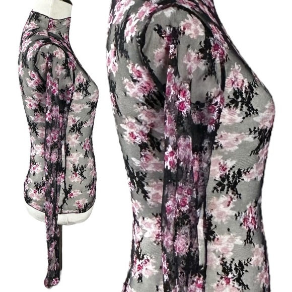 Free People Lady Lux Printed Layering Top in Black Combo XS NWOT NEW Floral - Picture 10 of 14